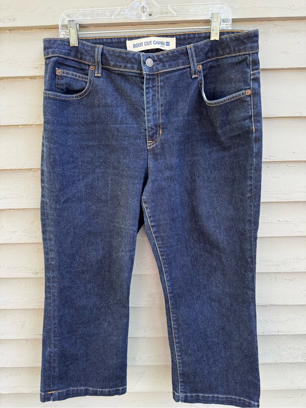GAP Women's Boot Cut Capri Jeans in Dark Blue Denim